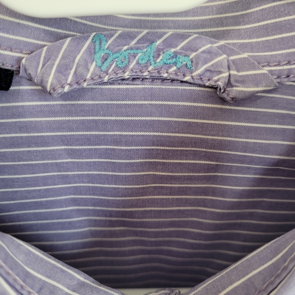 Boden Mens Purple Striped Button Down Cotton Shirt Medium - Picture 3 of 8